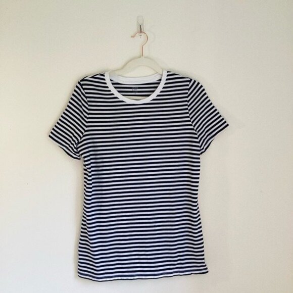 Crown & Ivy Navy & White Striped Soft Modal Cotton T-Shirt XL - Picture 1 of 8